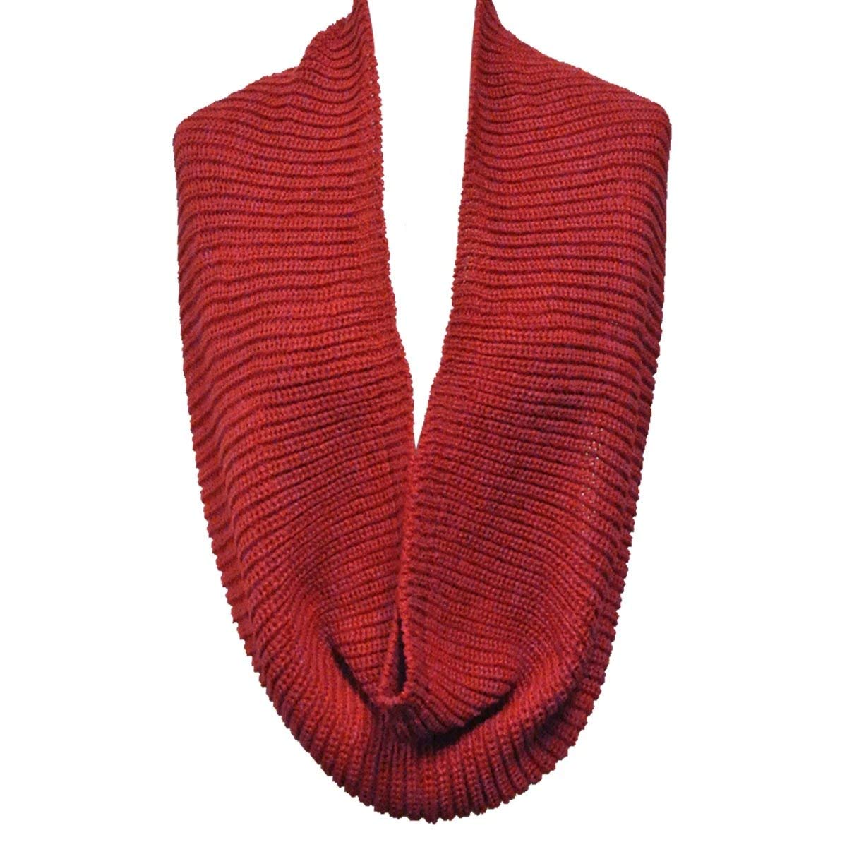 Wrapables Solid Color Warm Winter Knit Infinity Scarf, Red