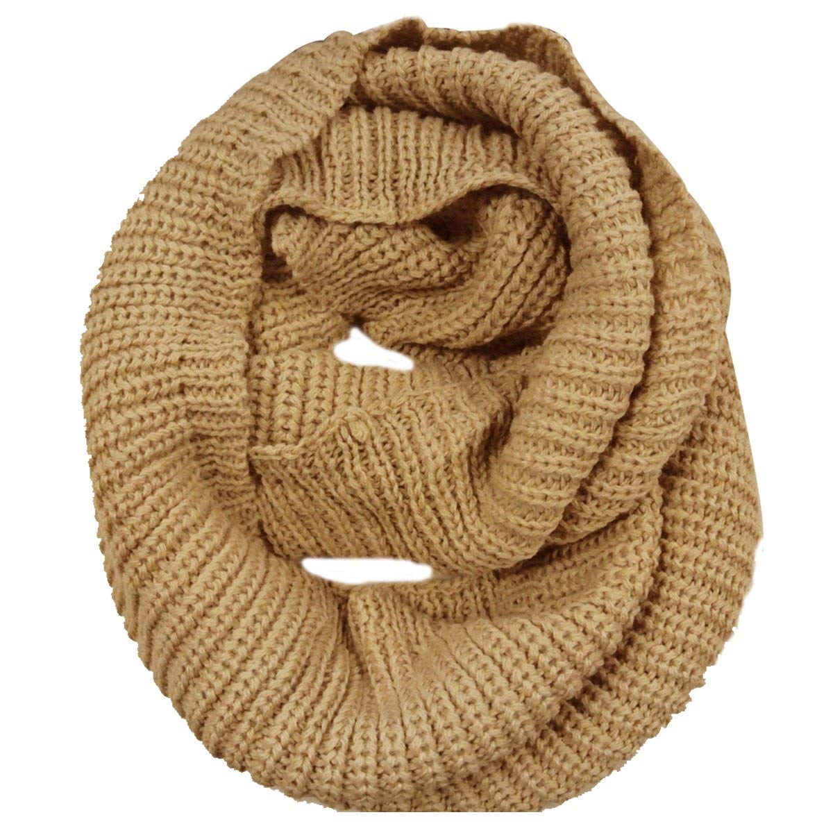 Wrapables Solid Color Warm Winter Knit Infinity Scarf, Mocha