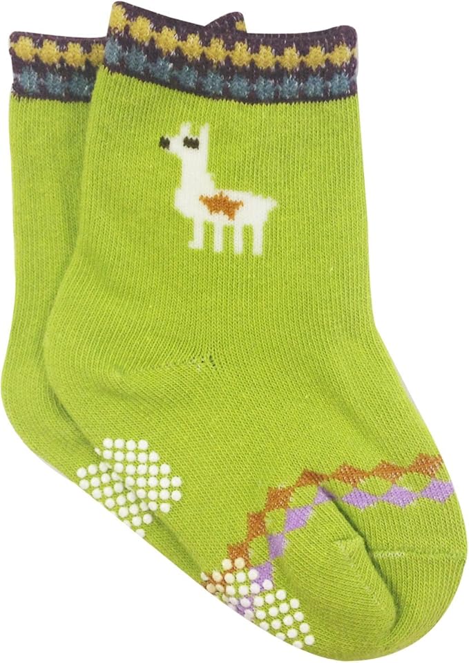 Wrapables Peek A Boo Animal Non-Skid Toddler Socks (Set of 6), Cat and Owl, Large