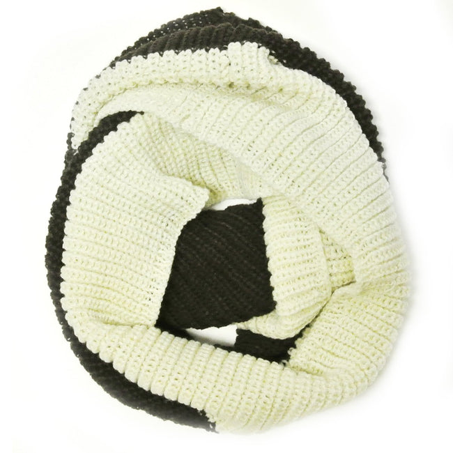 Wrapables Solid Color Warm Winter Knit Infinity Scarf, Off White/Dark Brown