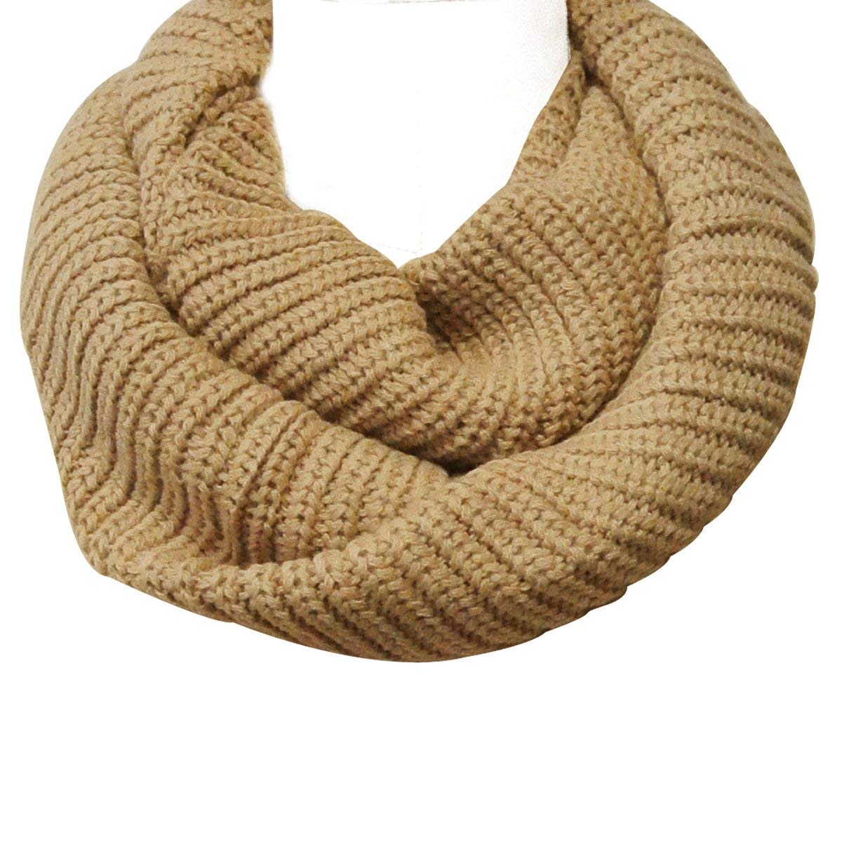 Wrapables Solid Color Warm Winter Knit Infinity Scarf, Mocha