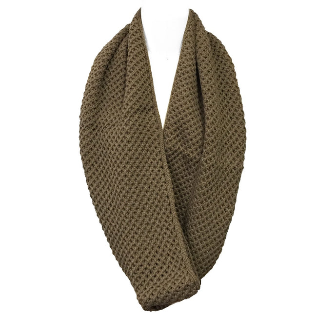 Wrapables Solid Color Warm Winter Knit Infinity Scarf, Brown_A