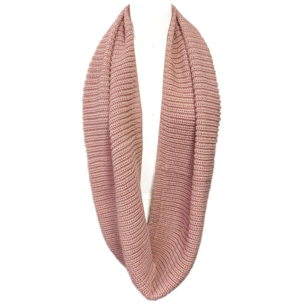 Wrapables Solid Color Warm Winter Knit Infinity Scarf, Pink