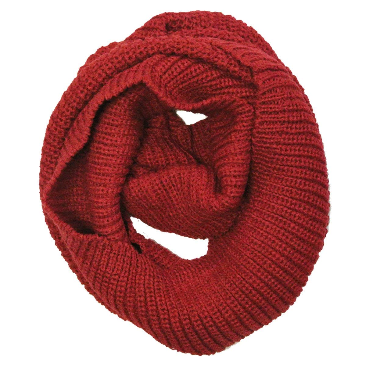 Wrapables Solid Color Warm Winter Knit Infinity Scarf, Red