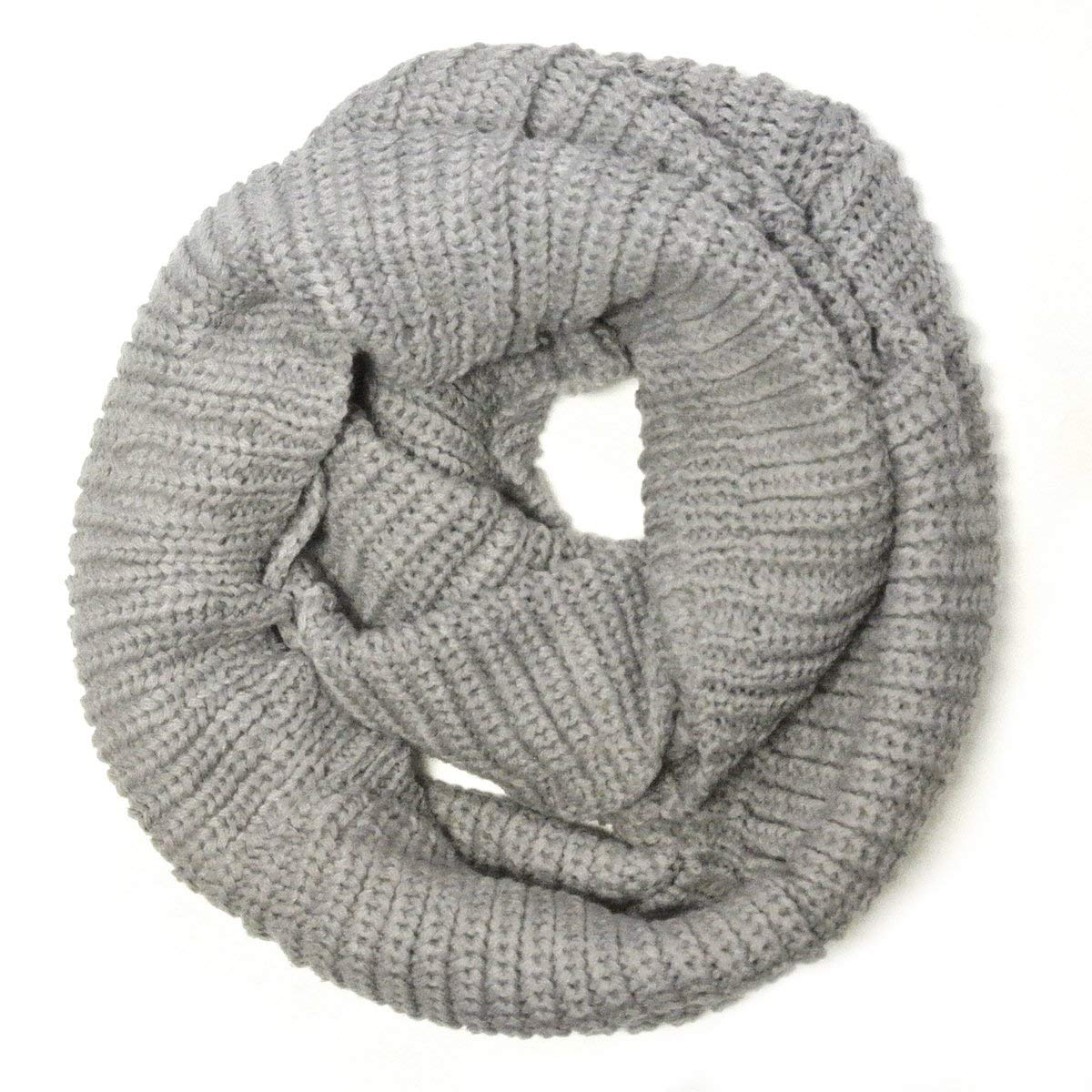 Wrapables Solid Color Warm Winter Knit Infinity Scarf, Soft Gray