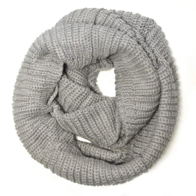 Wrapables Solid Color Warm Winter Knit Infinity Scarf, Soft Gray