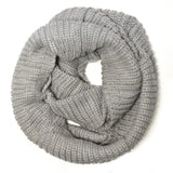 Wrapables Solid Color Warm Winter Knit Infinity Scarf, Soft Gray