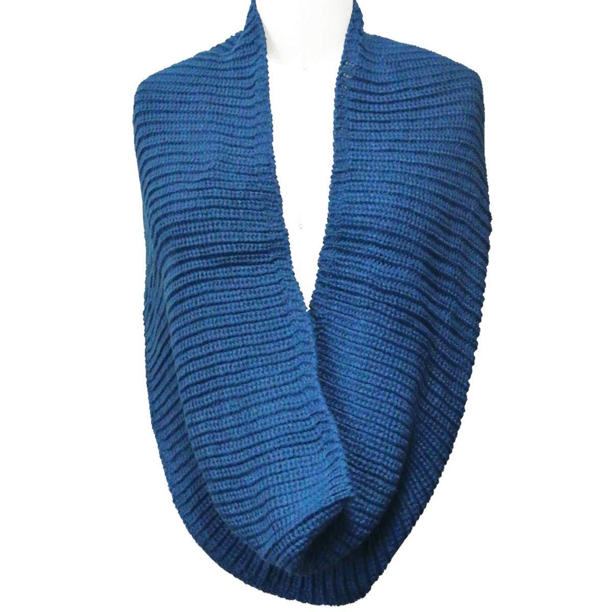 Wrapables Solid Color Warm Winter Knit Infinity Scarf, True Blue