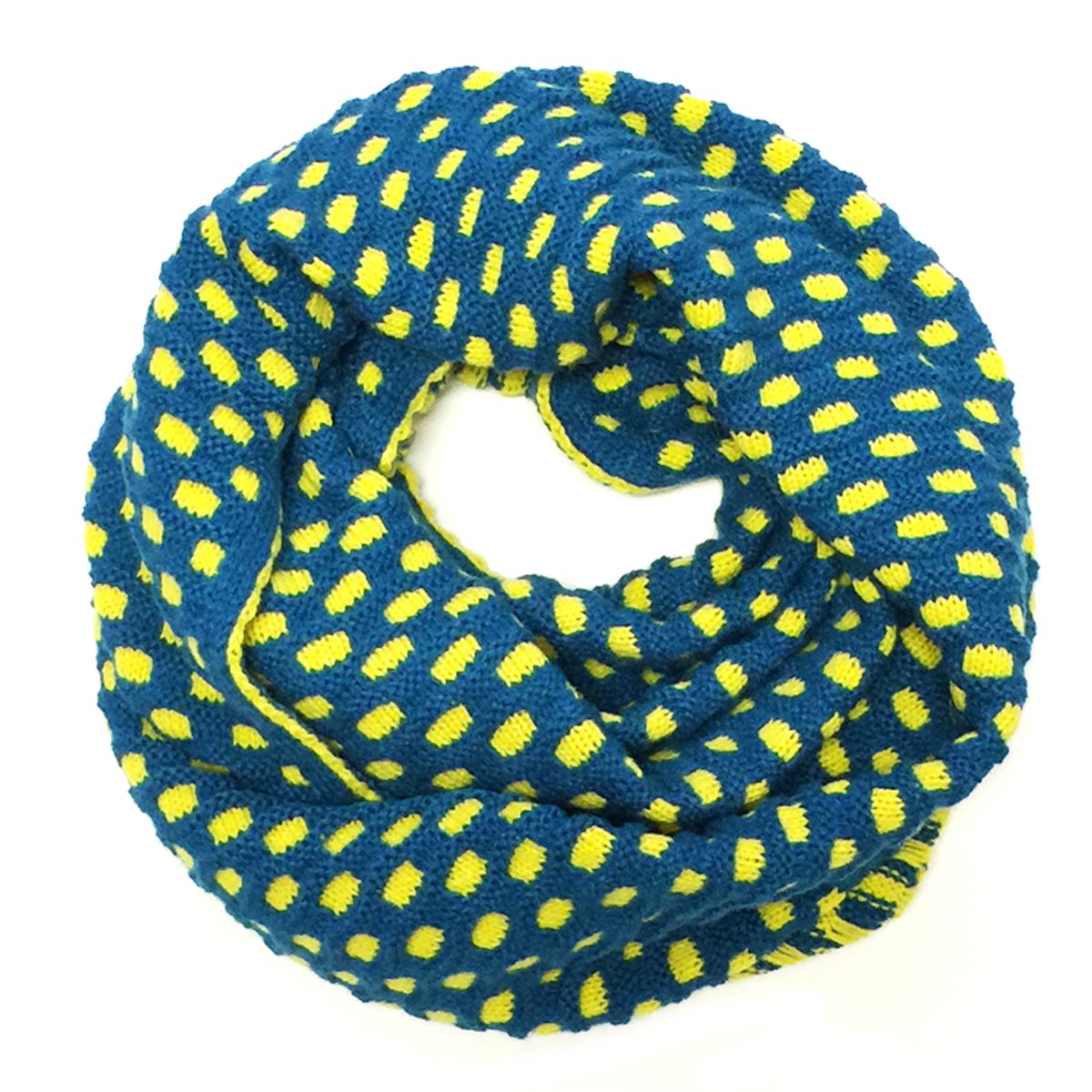 Wrapables Two Tone Warm Winter Knit Infinity Scarf, Dark Teal & Yellow