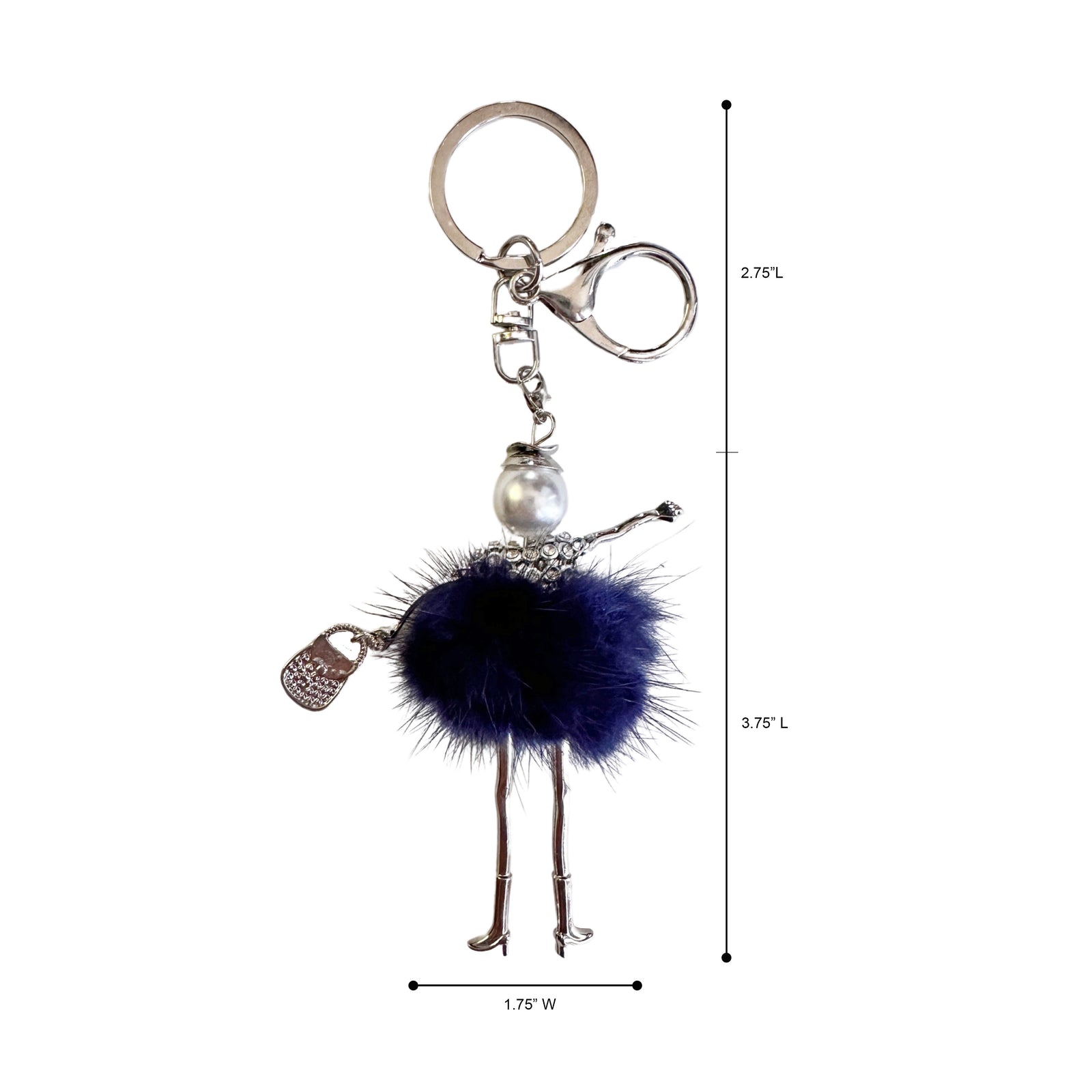 Round Snowy Owl Bag Charm, Animal Keychain
