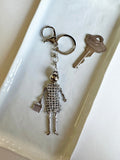 Wrapables Hanging Fashionista Doll Keychain, Crystal Rhinestone Keyring Bag Charm, Silver