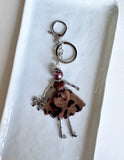 Wrapables Hanging Fashionista Doll Keychain, Crystal Rhinestone Keyring Bag Charm, Brown Animal Print