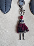 Wrapables Hanging Fashionista Doll Keychain, Crystal Rhinestone Keyring Bag Charm, Burgundy Retro