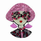 Wrapables Acrylic Fashion Brooch Pin for Sweaters, Coats, Scarves, and Bags, Quirky Pink