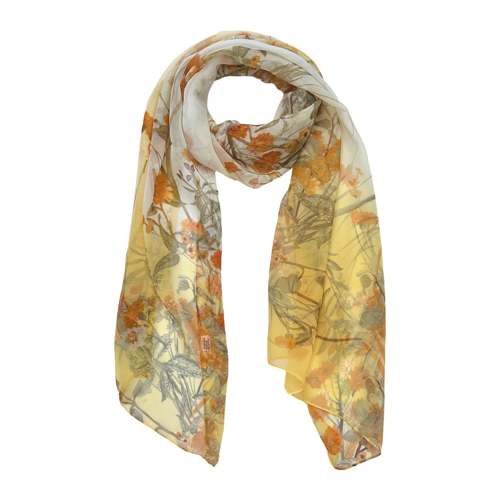 Wrapables Lightweight Sheer Silky Feeling Georgette Scarf, Yellow Marigolds