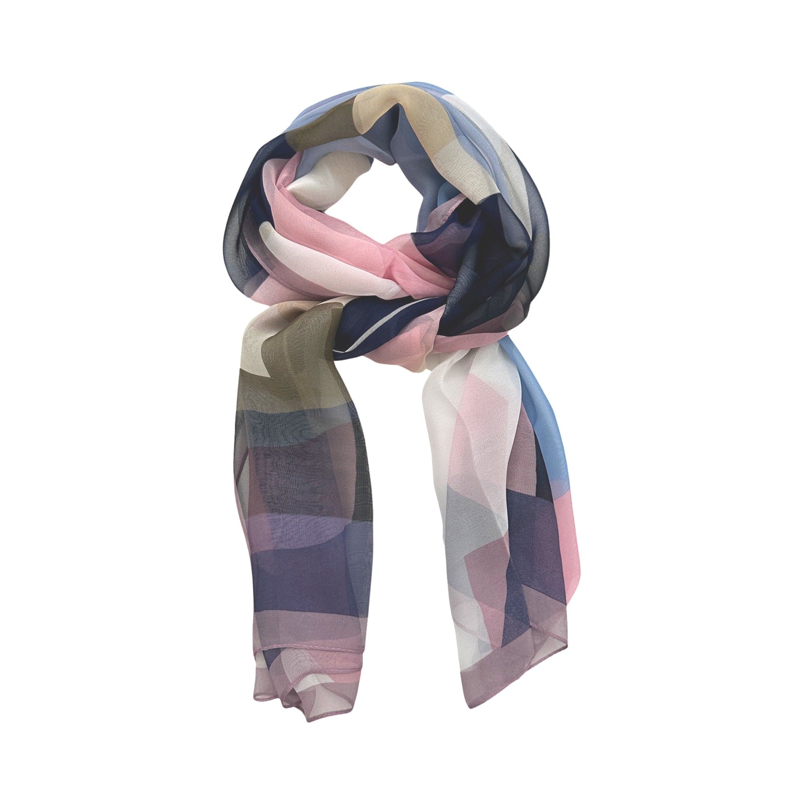 Wrapables Lightweight Sheer Silky Feeling Georgette Scarf, Pink & Lavender Geometric