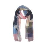 Wrapables Lightweight Sheer Silky Feeling Georgette Scarf, Pink & Lavender Geometric