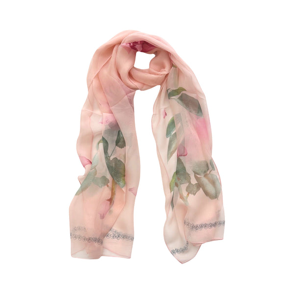 Wrapables Women's Lightweight Sheer Silky Feeling Georgette Scarf, Rose on Pink