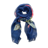 Wrapables Lightweight Sheer Silky Feeling Georgette Scarf, Rose on Navy