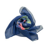 Wrapables Lightweight Sheer Silky Feeling Georgette Scarf, Rose on Navy