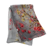 Wrapables Lightweight Sheer Silky Feeling Georgette Scarf, Blossoms on Gray