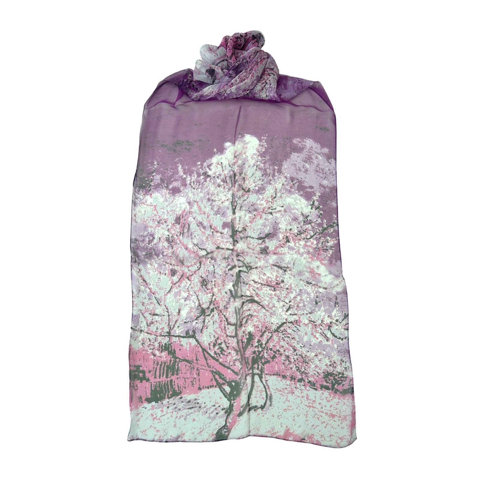 Wrapables Lightweight Sheer Silky Feeling Georgette Scarf, Peach Tree in Orchid