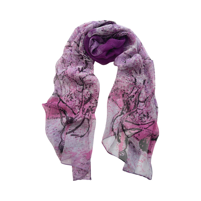 Wrapables Lightweight Sheer Silky Feeling Georgette Scarf, Peach Tree in Orchid