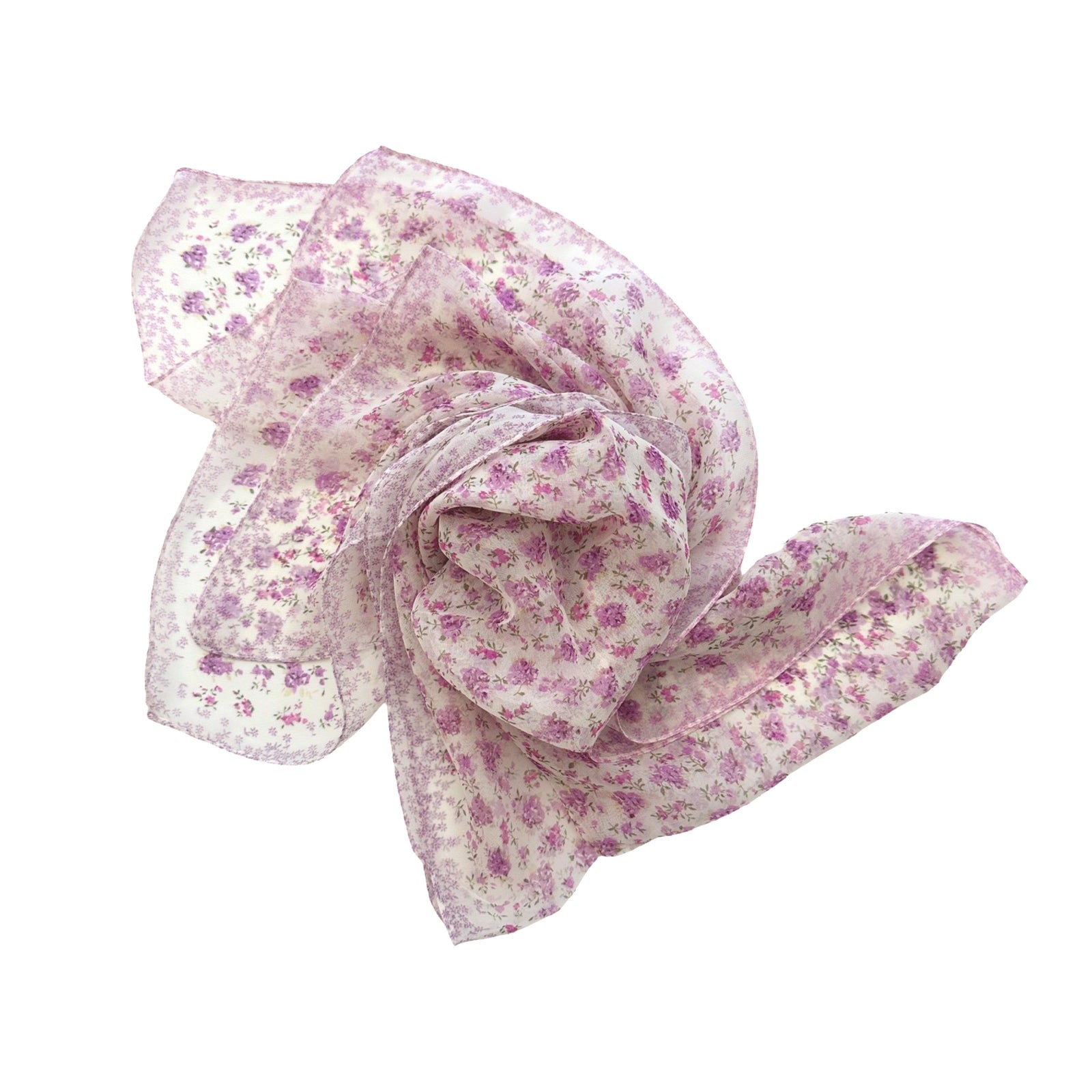 Wrapables Lightweight Sheer Silky Feeling Georgette Scarf, Florets on Lavender