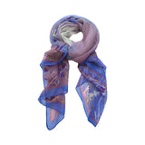 Wrapables Lightweight Sheer Silky Feeling Georgette Scarf, Violet & Blue Sprigs