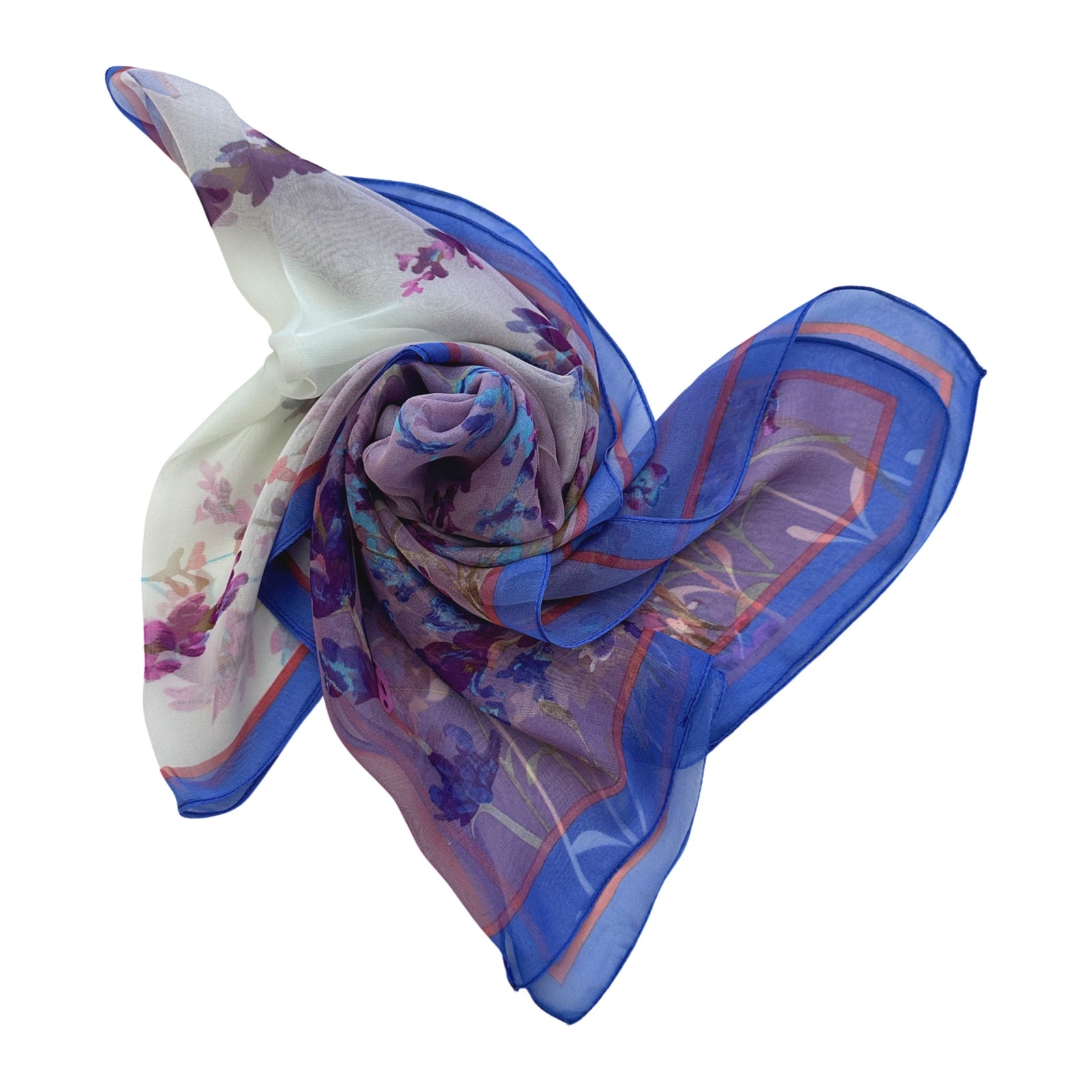 Wrapables Lightweight Sheer Silky Feeling Georgette Scarf, Violet & Blue Sprigs