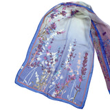 Wrapables Lightweight Sheer Silky Feeling Georgette Scarf, Violet & Blue Sprigs