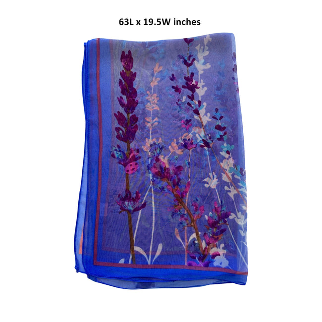 Wrapables Lightweight Sheer Silky Feeling Georgette Scarf, Violet & Blue Sprigs