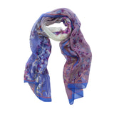 Wrapables Lightweight Sheer Silky Feeling Georgette Scarf, Violet & Blue Sprigs