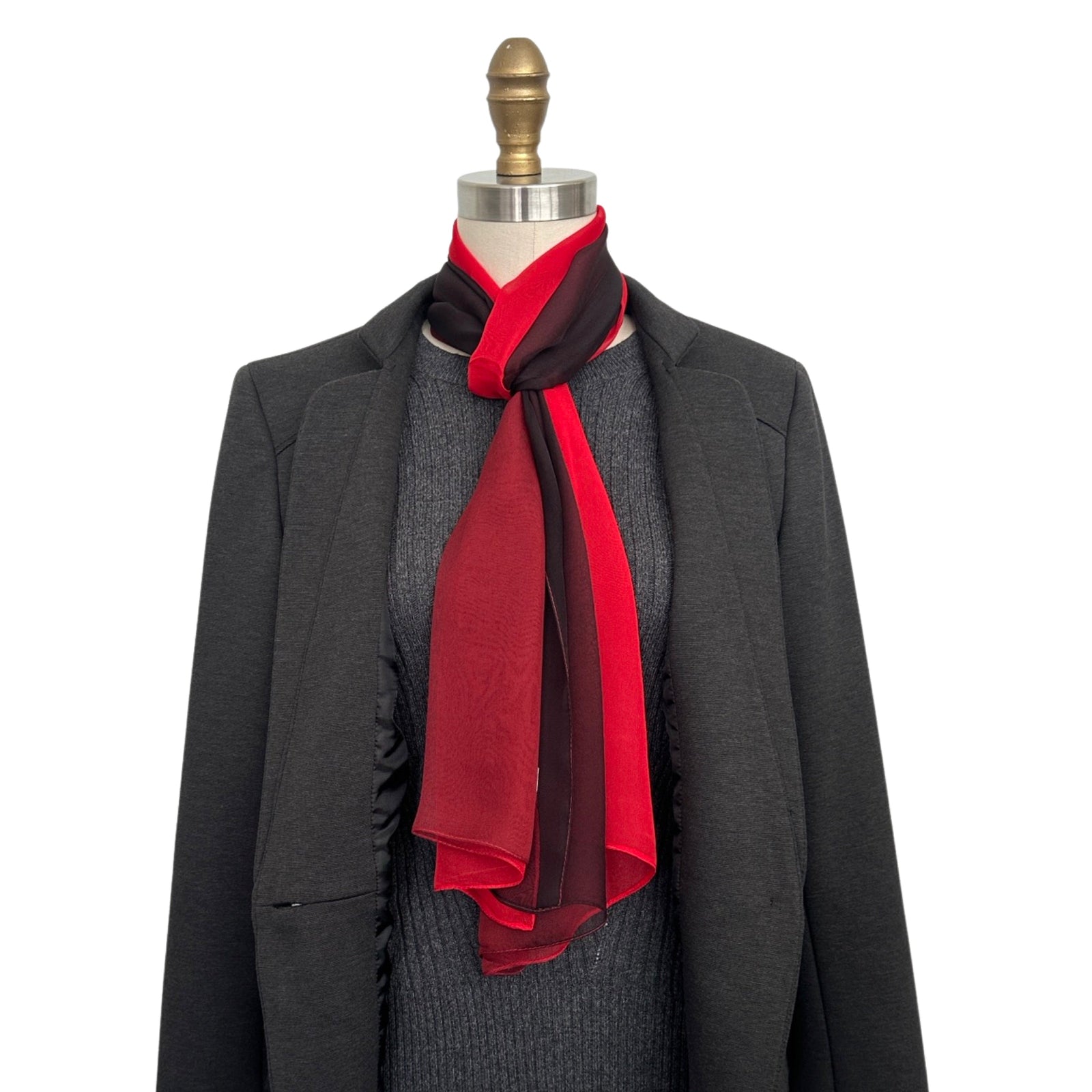 Wrapables Lightweight Sheer Solid Color Georgette Scarf, Red & Black