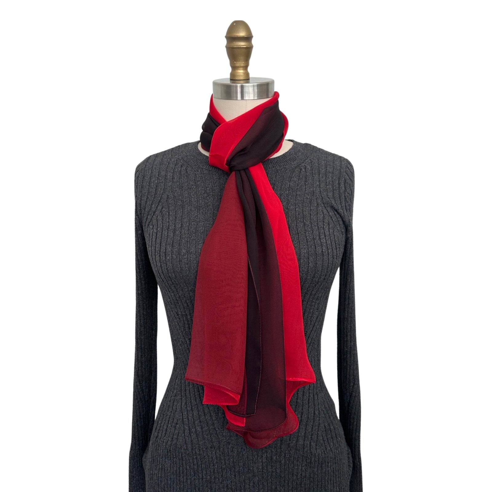 Wrapables Lightweight Sheer Solid Color Georgette Scarf, Red & Black