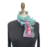 Wrapables Lightweight Sheer Silky Feeling Georgette Scarf, Lotus on Mint Green