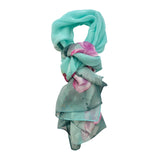 Wrapables Lightweight Sheer Silky Feeling Georgette Scarf, Lotus on Mint Green