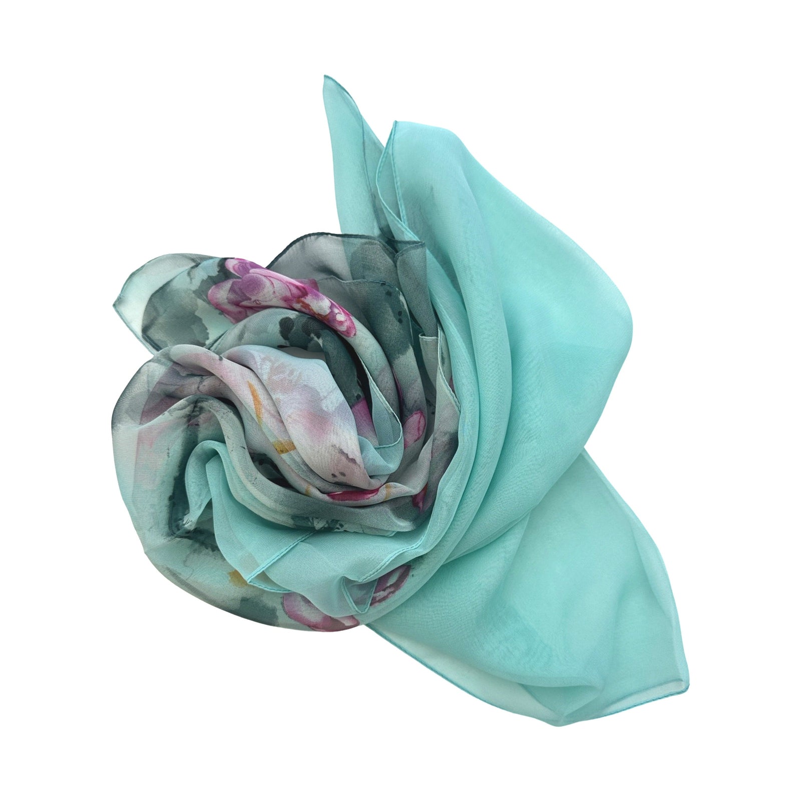 Wrapables Lightweight Sheer Silky Feeling Georgette Scarf, Lotus on Mint Green