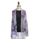 Wrapables Lightweight Sheer Silky Feeling Georgette Scarf, Lavender Peony