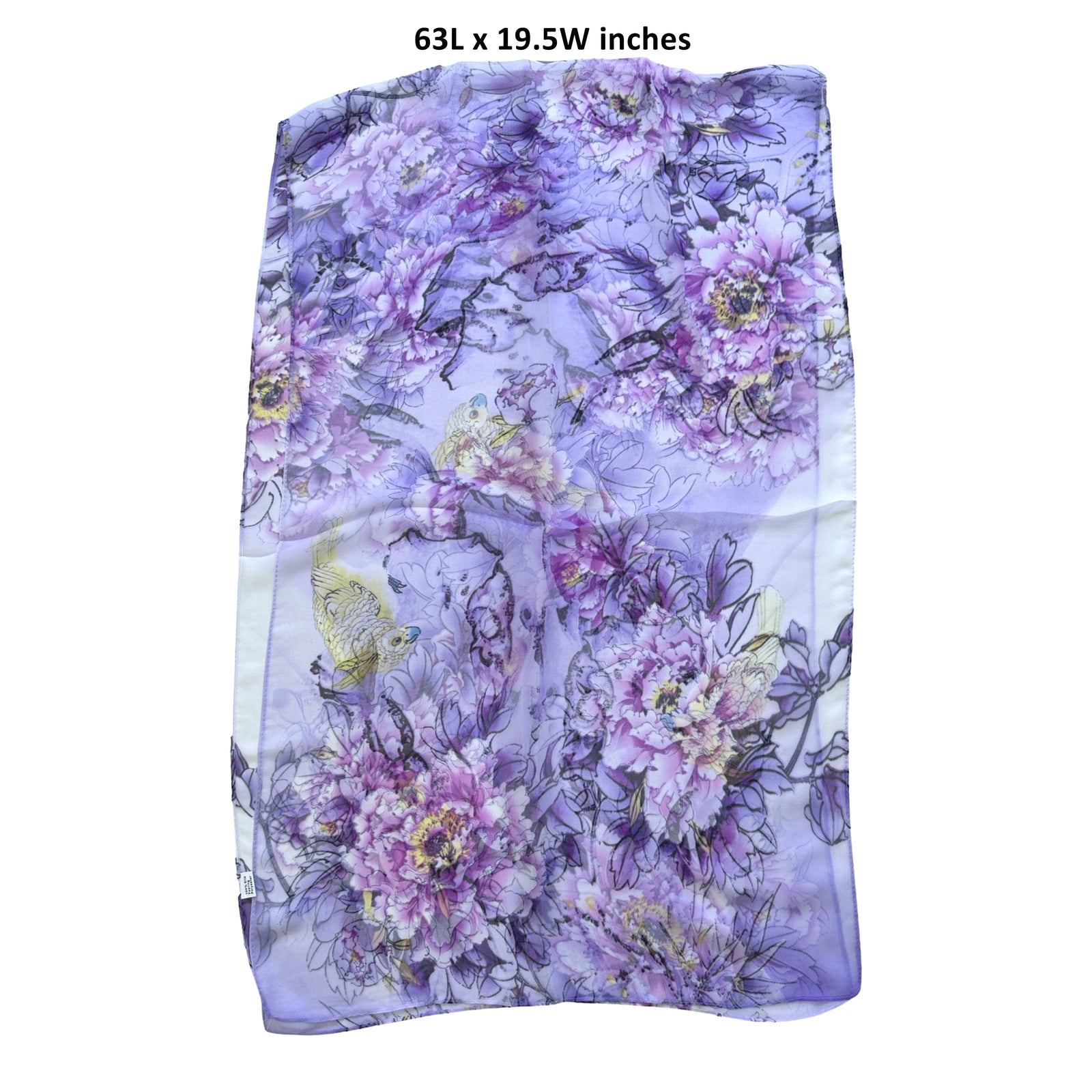 Wrapables Lightweight Sheer Silky Feeling Georgette Scarf, Lavender Peony