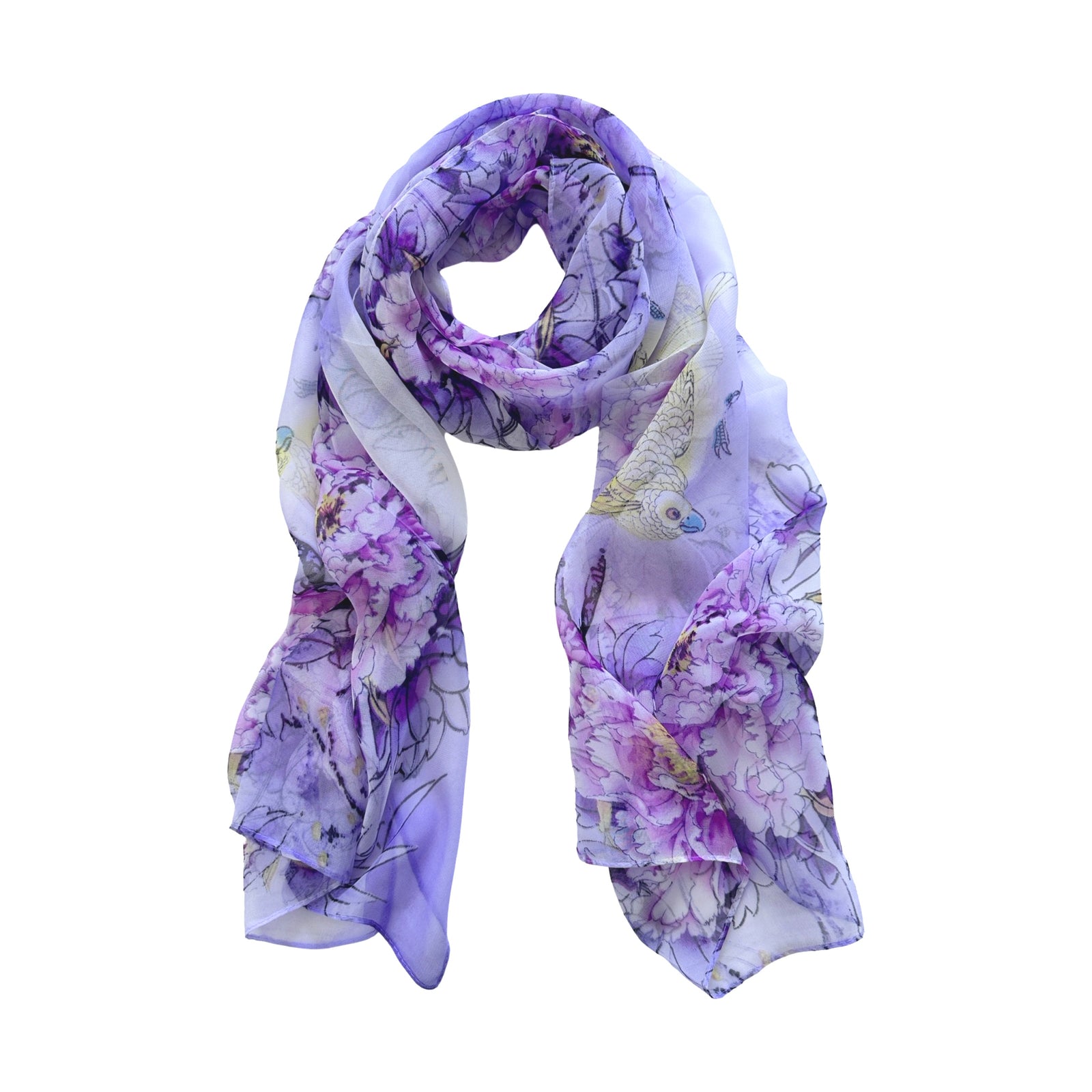 Wrapables Lightweight Sheer Silky Feeling Georgette Scarf, Lavender Peony