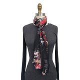 Wrapables Lightweight Sheer Silky Feeling Georgette Scarf, Bouquet on Black