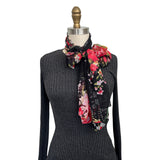 Wrapables Lightweight Sheer Silky Feeling Georgette Scarf, Bouquet on Black