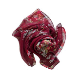 Wrapables Lightweight Sheer Silky Feeling Georgette Scarf, Bouquet on Wine Red