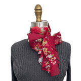 Wrapables Lightweight Sheer Silky Feeling Georgette Scarf, Bouquet on Wine Red