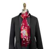 Wrapables Lightweight Sheer Silky Feeling Georgette Scarf, Bouquet on Wine Red