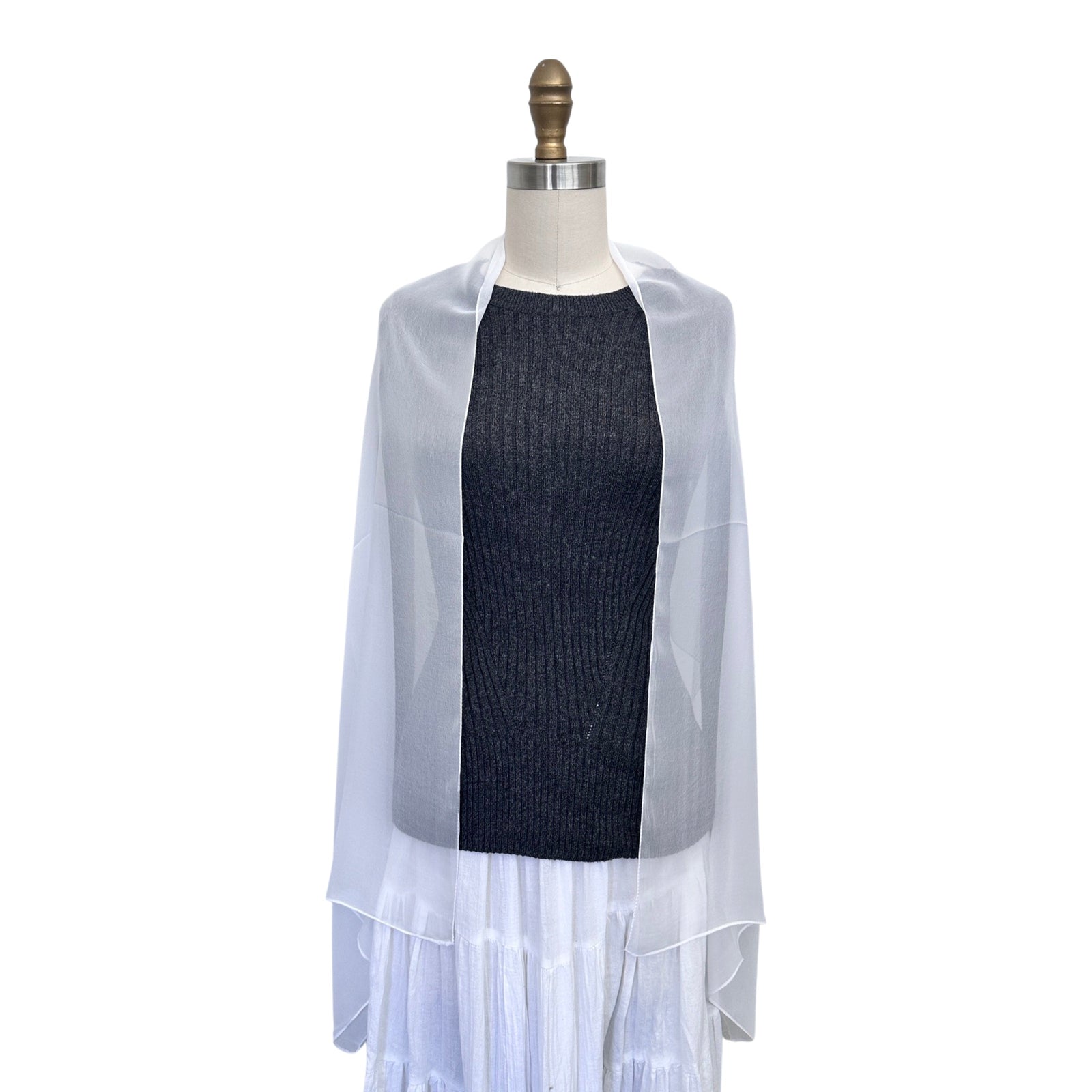 Wrapables Lightweight Sheer Solid Color Georgette Scarf, White