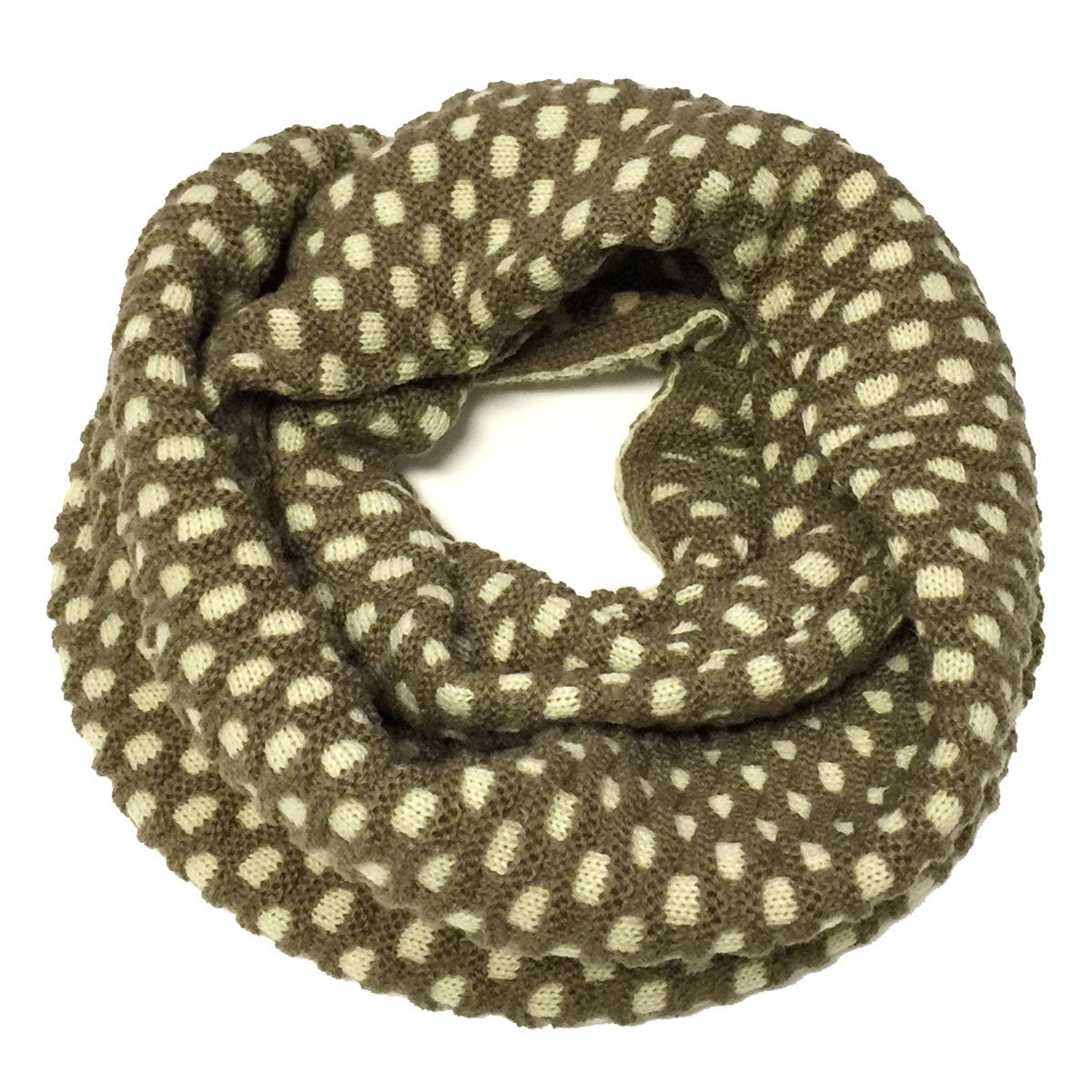 Wrapables Two Tone Warm Winter Knit Infinity Scarf, Brown & Beige