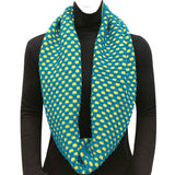 Wrapables Two Tone Warm Winter Knit Infinity Scarf, Dark Teal & Yellow