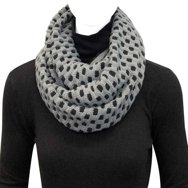 Wrapables Two Tone Warm Winter Knit Infinity Scarf, Gray & Black